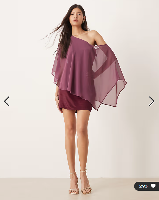 ASOS DESIGN satin chiffon mix one shoulder mini dress in plum