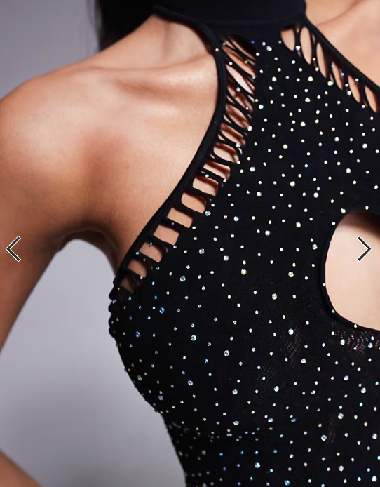 Ann Summers Verity diamante dress in black - BLACK