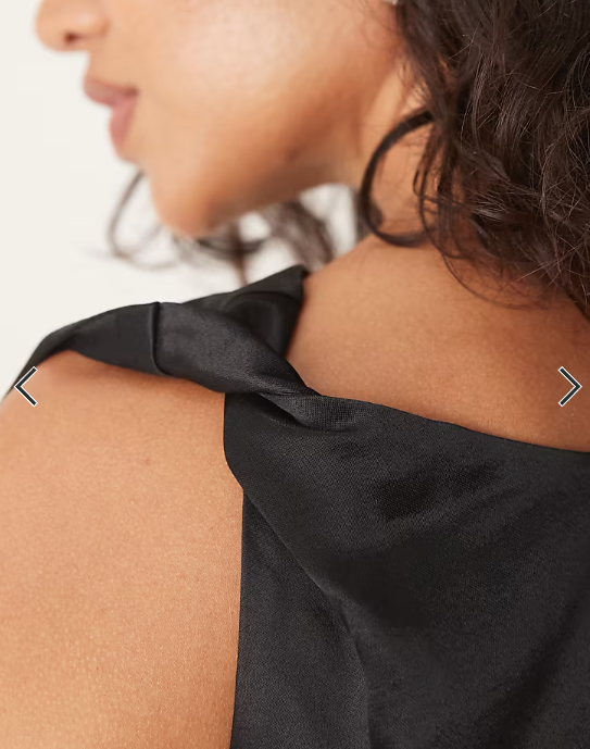 ASOS DESIGN satin twist shoulder cami top in black
