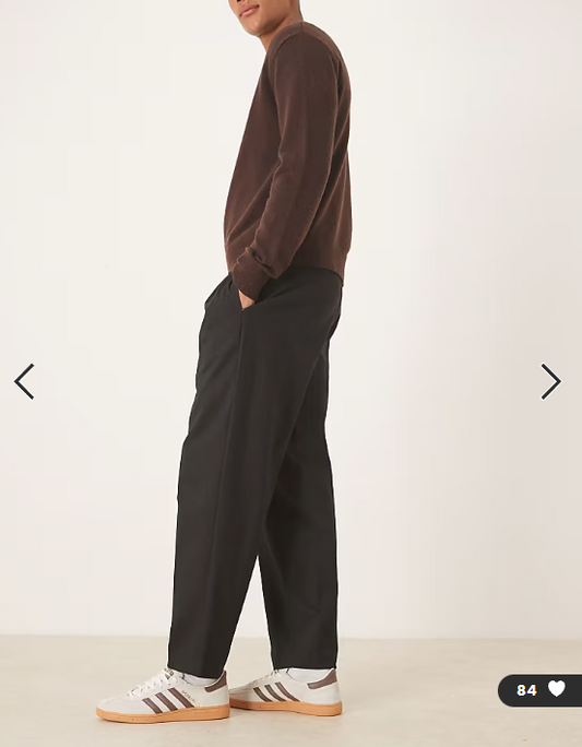 ASOS DESIGN smart 100% cotton oversized tapered trousers in black