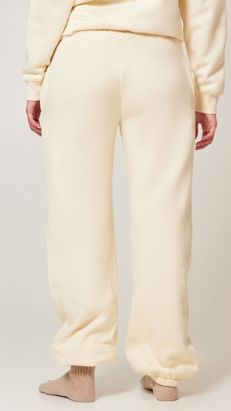 Cream Monaco Sports Embroidered Cuffed Joggers