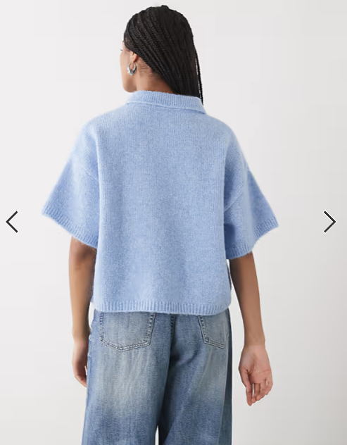 COLLUSION knit short sleeve polo in blue