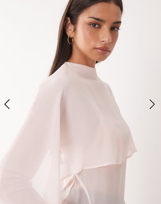 ASOS DESIGN chiffon scarf detail sheer blouse in pink