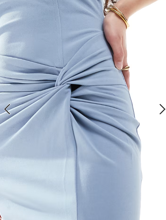TFNC Bridesmaid cross front maxi dress with twist detail in dusty blue