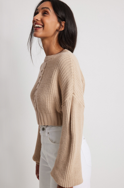 Cropped Cable Knit Sweater