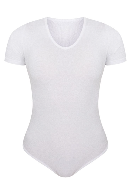 Essential White V Neck Short Sleeve Bodysuit