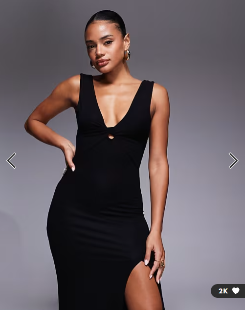 ASOS DESIGN sleeveless plunge wrap ruched bum maxi dress in black