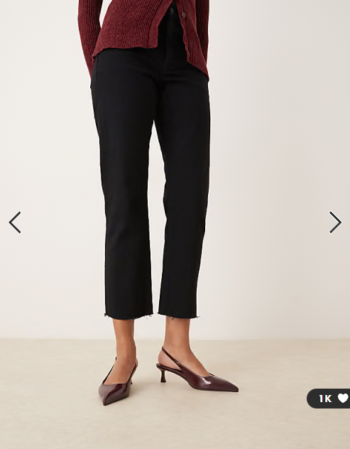 ASOS DESIGN Wide Fit Skip slingback kitten heel shoes in burgundy patent