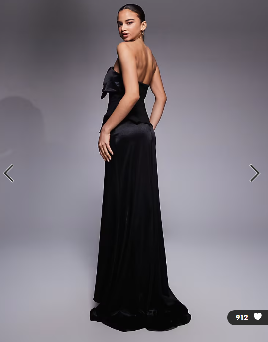 ASOS DESIGN Premium knotted bandeau maxi dress with corsetry detailing in black