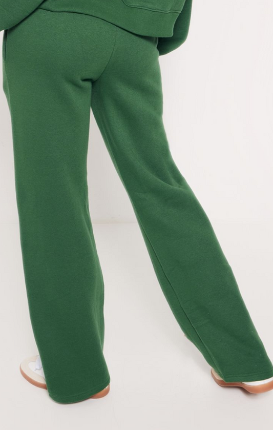 Plt -  Forest Green Logo Embroidered Wide Leg Joggers