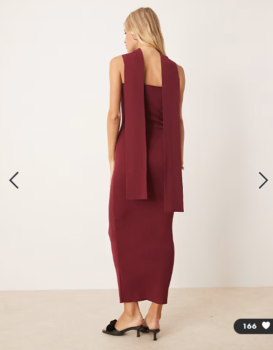 Pretty Lavish scarf neck knit maxi dress in burgundy