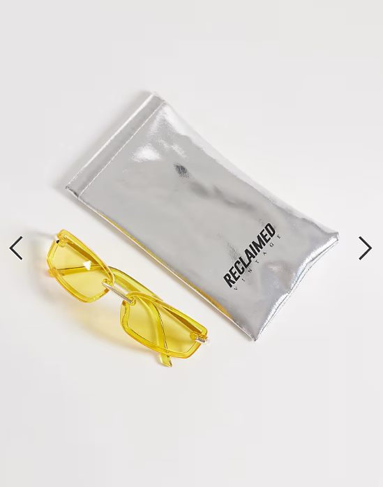 Reclaimed Vintage unisex wrap sunglasses in yellow