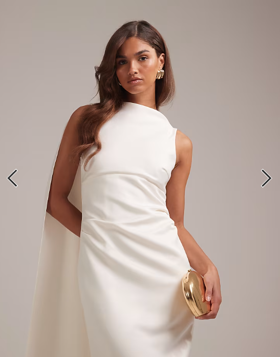 ASOS DESIGN high neck maxi wedding dress with train in ivory