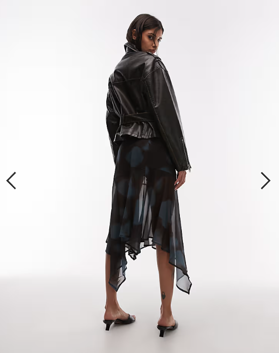 ASOS DESIGN dropped waist midi skirt in blurred print