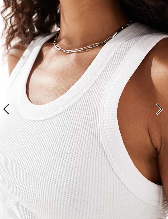 COLLUSION waffle vest top in white