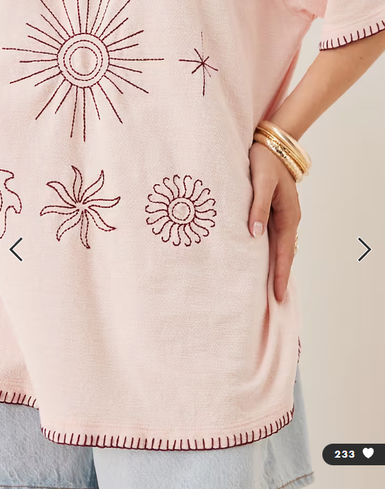 ASOS DESIGN oversized t-shirt with sun embroidery in pink