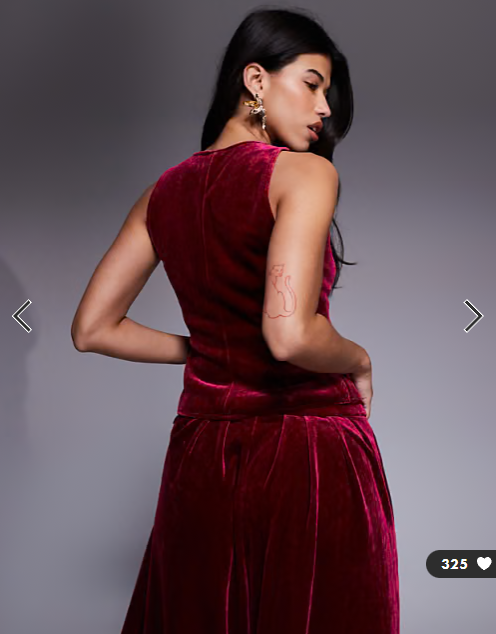 ASOS LUXE velvet waistcoat co-ord in pink