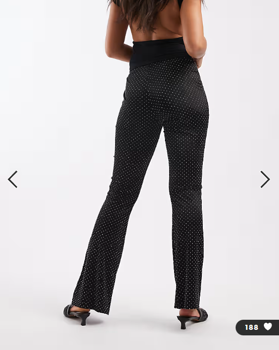 Miss Selfridge hot fix flare trouser in black