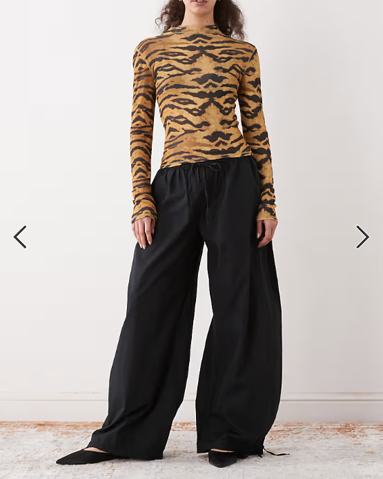 Monki balloon leg trouser in black