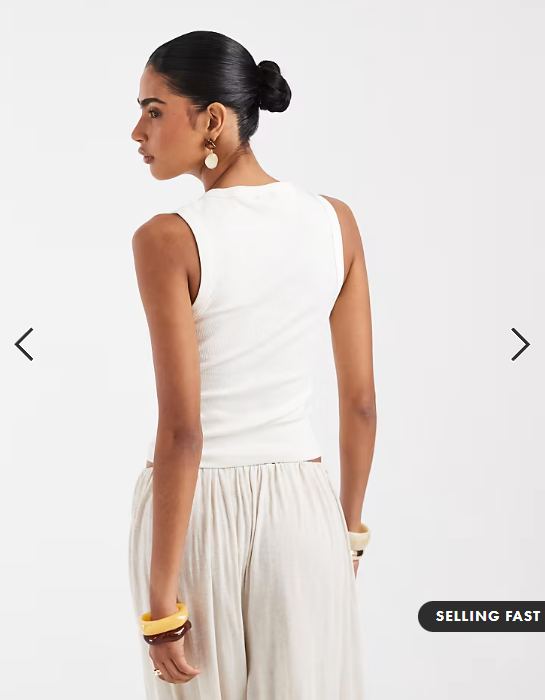 ASOS DESIGN ribbed v neck vest in ivory