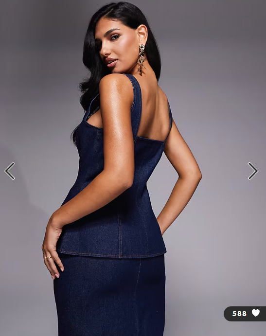 ASOS LUXE co-ord denim waistcoat with gold buttons in indigo