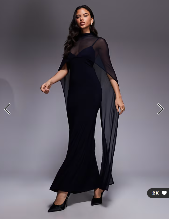 ASOS DESIGN exaggerated cape maxi dress in navy