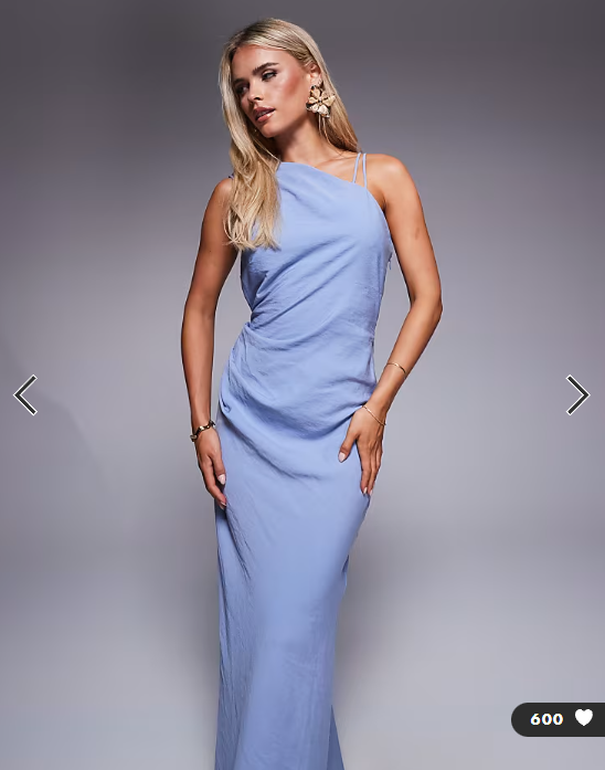 ASOS DESIGN Petite one shoulder midi dress with back trim detail in powder blue
