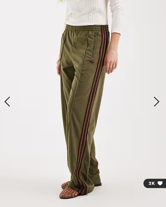 adidas Originals Firebird loose track pants in olive green and maroon