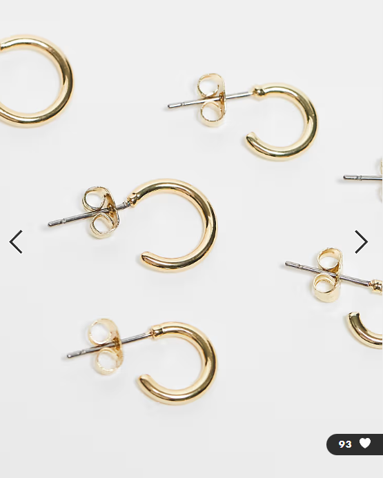 Pieces 18k plated 3-pack everyday huggie and hoop earrings in gold