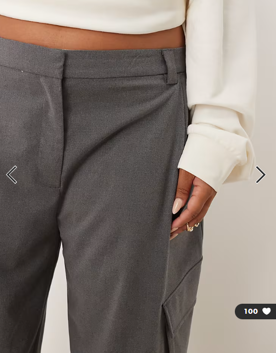 ASOS DESIGN Curve tailored utility barrel trousers in charcoal