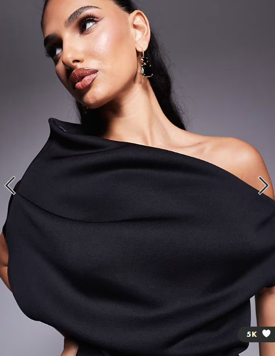 ASOS DESIGN dramatic neckline midi dress in black scuba-style fabric