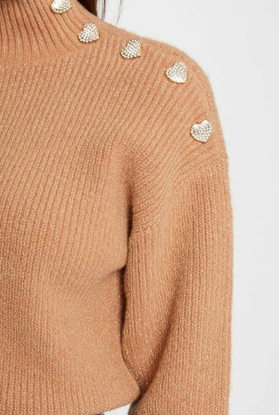 Morgan - Long-sleeved jumper with buttons camel women- 232 - Mstori.