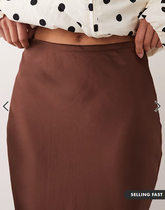New Look satin bias midi skirt in brown