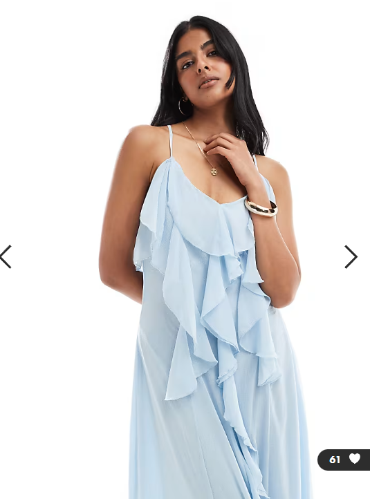 Vero Moda boho ruffle cami maxi dress in blue