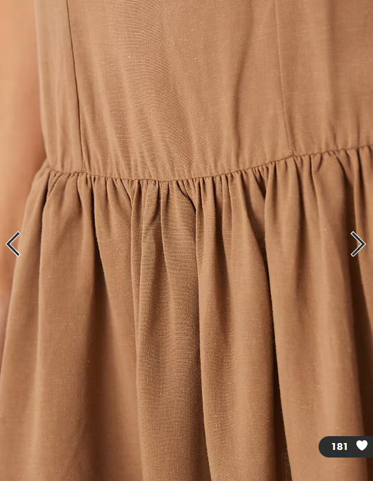 ASOS DESIGN linen blend drop waist mini dress in mocha