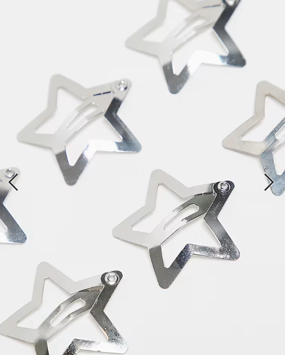 Pieces 6 pack star hair clips in silver