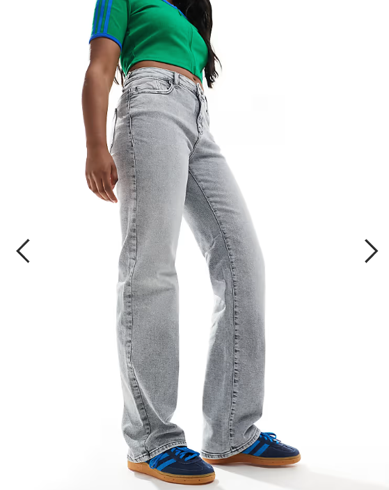 Noisy May Yolanda mid rise straight leg jeans in light grey wash