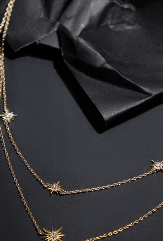 Real Gold Plated Star Diamante Necklace