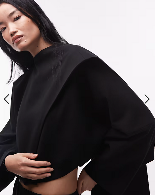 ASOS DESIGN wrap scarf batwing jacket in black