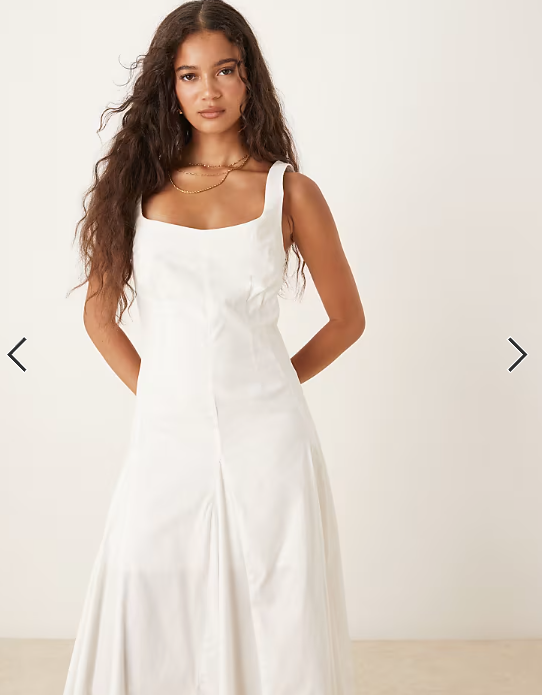 ASOS DESIGN sleeveless waisted midi dress in white