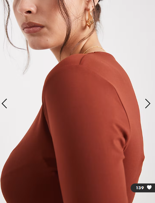 ASOS DESIGN polyamide slinky long sleeve bodysuit in rust