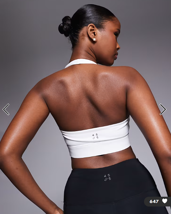 4505 active halter neck performance medium support sports bra with removable padding in white