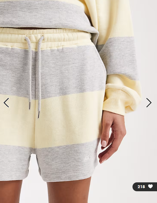 4th & Reckless cotton blend drawstring waist sweat shorts co-ord in yellow & grey stripe