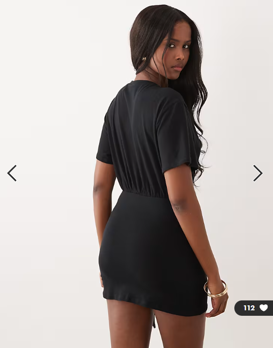 ASOS DESIGN short sleeve gathered mini dress in black
