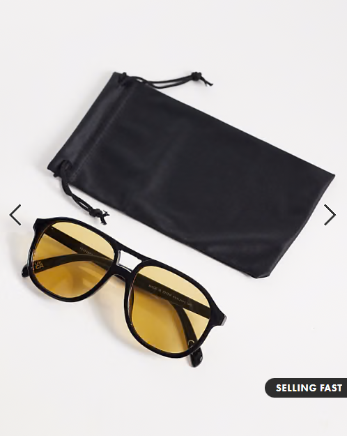 ASOS DESIGN aviator light tint sunglasses with brown lens