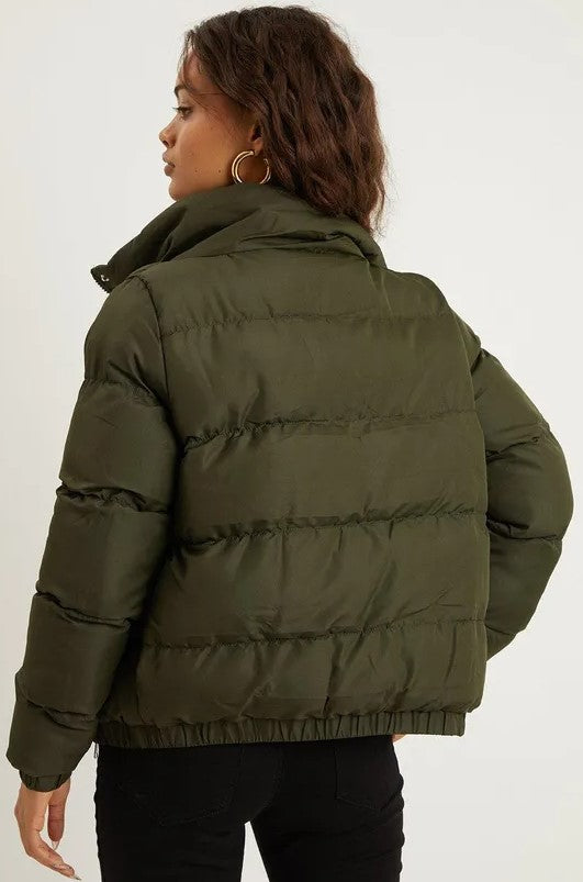 Petite Funnel Neck Short Padded Coat