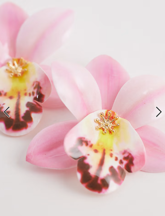 Kaiia exclusive 3D orchid flower stud earrings in pink