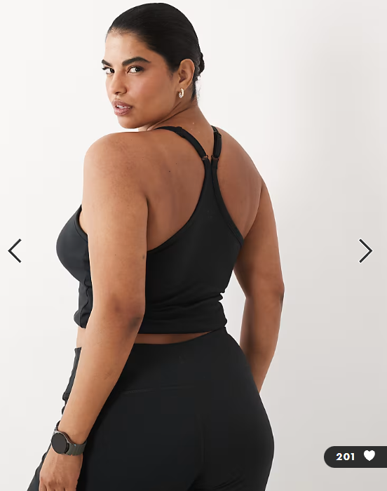 4505 Curve Icon soft touch yoga cami with inner bra and adjustable straps in black