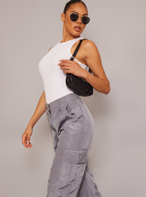 Basic White Rib Racer Bodysuit