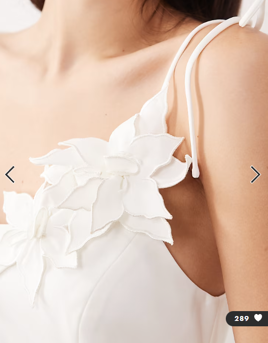JW PEI square neck 3D floral applique detail tie shoulder lace panel mini dress in white
